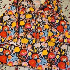 Vibrant Floral Blouse with Multicolor Design